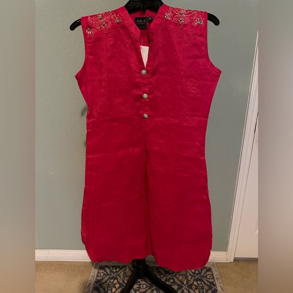 Zola, Red Embroidered Mini Dress Kurta. Size M. NWOT - Picture 1 of 10